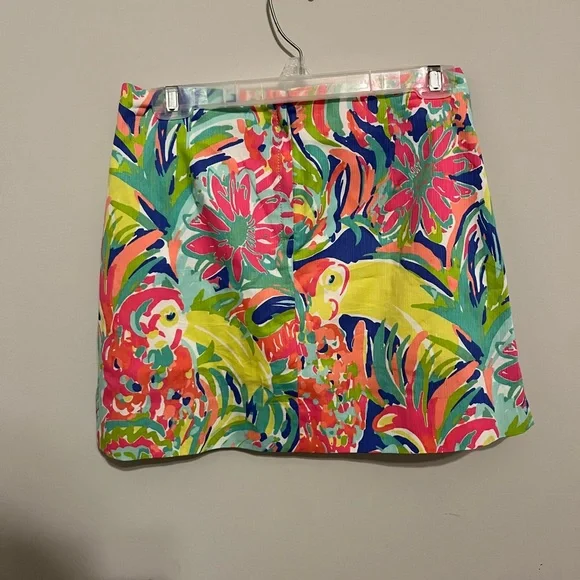 Lilly Pulitzer Rhea Casa Banana Print Multi Color Floral Mini Skirt Skort Size 0 - Picture 2 of 11